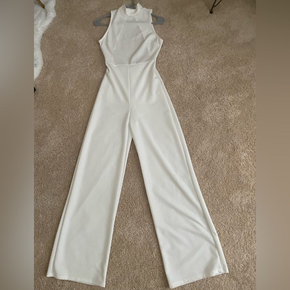 White Mockneck Jumpsuit